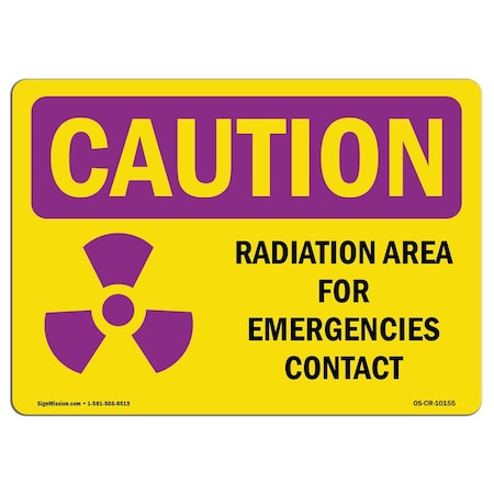 Signmission OSHA RADIATION Sign, Radiation Area For Emergencies, 5in X 3.5in Decal, 3.5" H, 5" W, Landscape OS-CR-D-35-L-10155